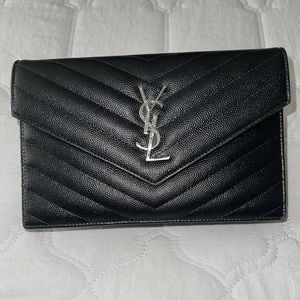 Authentic Black Saint Laurent YSL Wallet on Chain